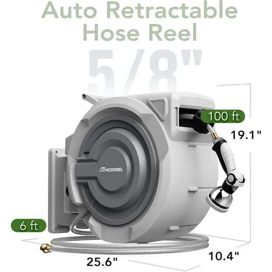 100-Foot Automatic Wall Mount Retractable Garden Hose Reel