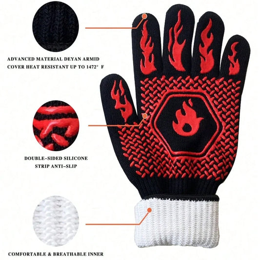 2PCS 500 Heat-insulating Resistant Oven Glove