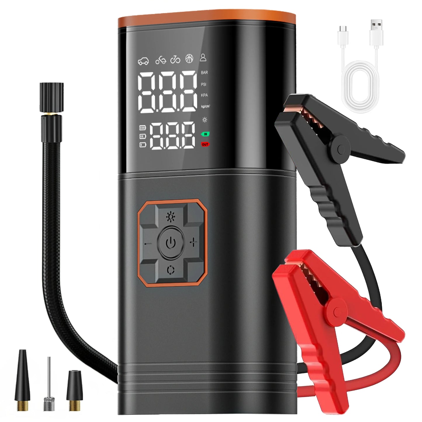 Digital Display Portable USB Rechargeable Air Compressor