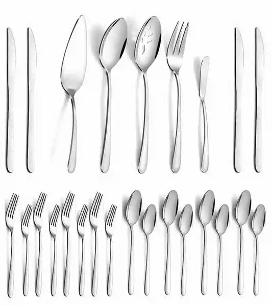 65 Pcs Silverware Set with Serving Set for 12