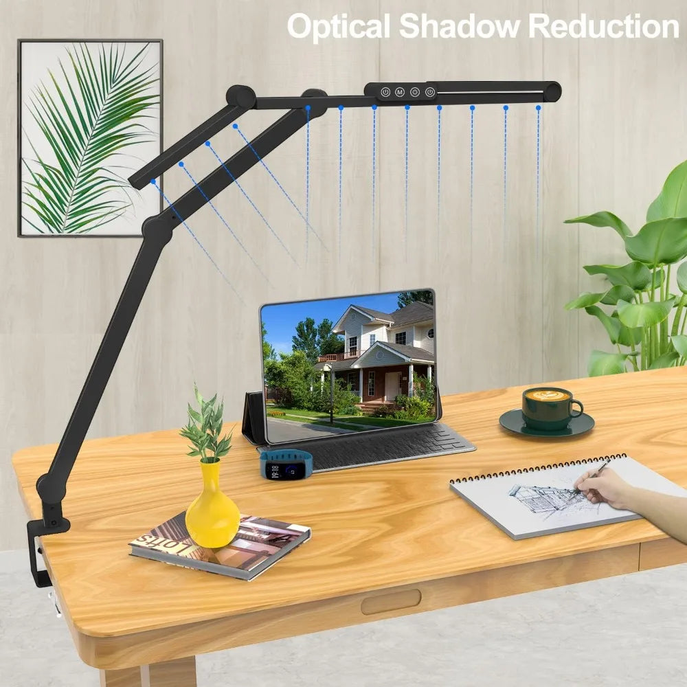 24W Ultra Bright Auto Dimming Led Desk Lamp with Clamp