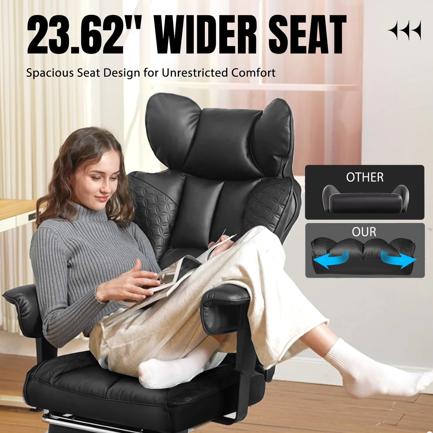 Ergonomic Leather Office Chair with Adjustable Armrests