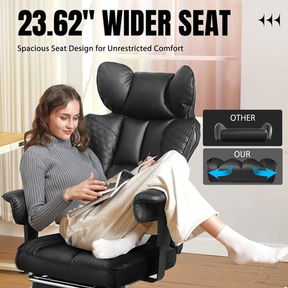 Ergonomic Leather Office Chair with Adjustable Armrests