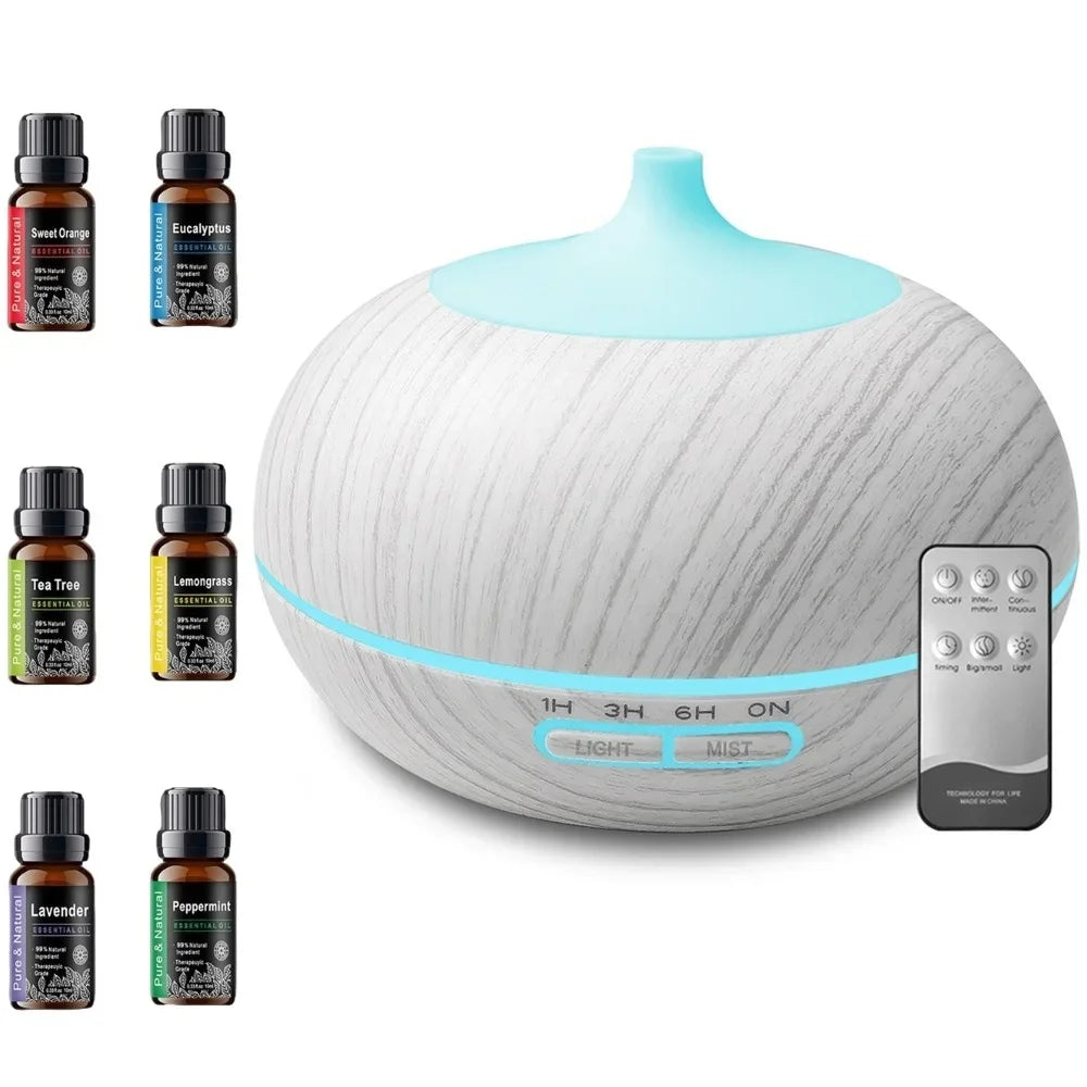 Premium 550ml Wood Grain Essential Oil Diffuser  w/ Remote Control