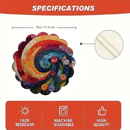 6Pcs Spiral Colorful Floral Fabric Placemats