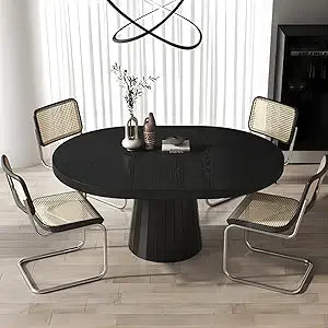 Round Extendable Dining Table with Pedestal Base
