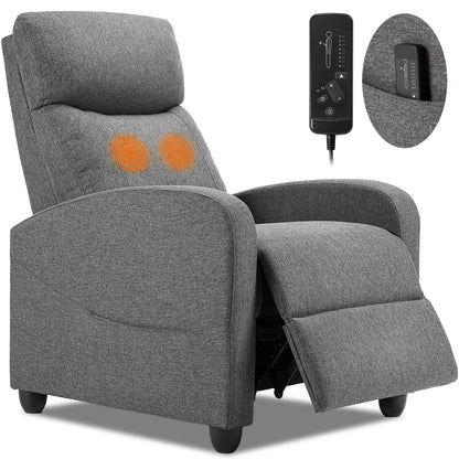 Sofa Fabric Recliner Chair Massage with Lumbar Support & Adjustable Padded