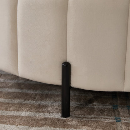 Upholstered Round Ottoman With Reversible Lid & Storage