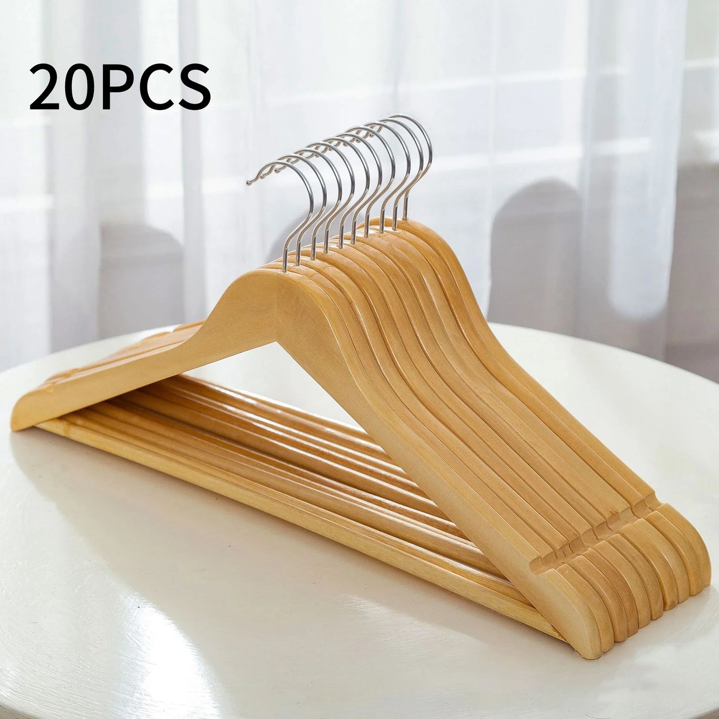 5/10/20/30PCS Seamless Solid Wood Hangers