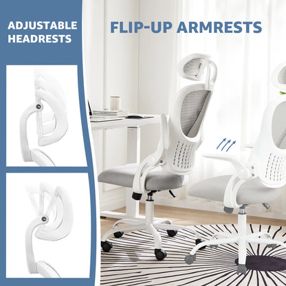Mesh Ergonomic Desk Chair w/ Flip-up Arms & Adjustable Headrests