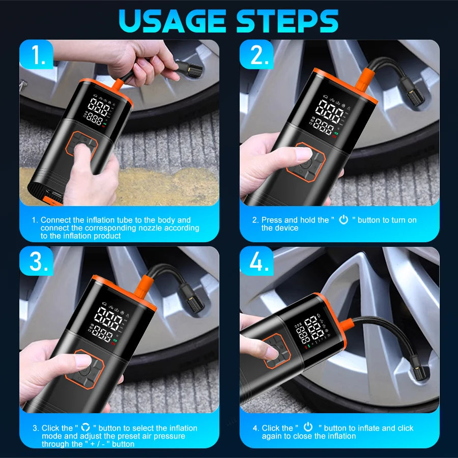 Digital Display Portable USB Rechargeable Air Compressor