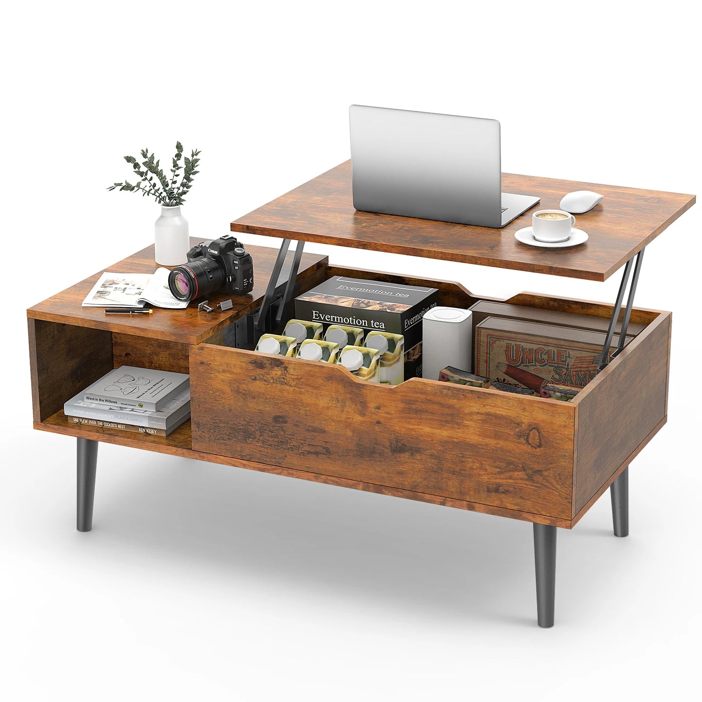 Lift Top Coffee Tables w/ Adjustable Storage Shelf