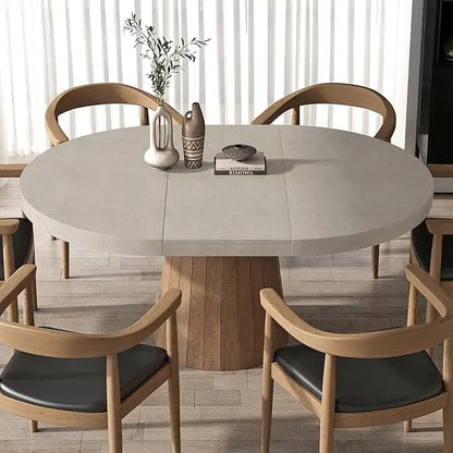 Round Extendable Dining Table with Pedestal Base
