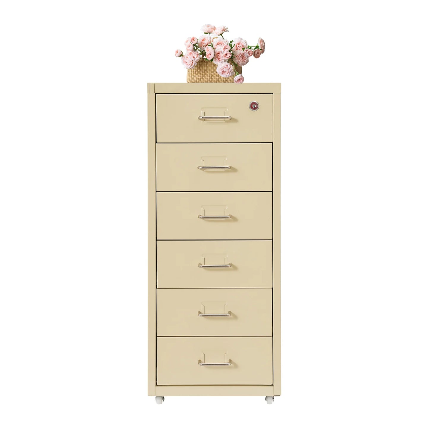 6-Drawer Lockable Rolling Metal File Cabinet
