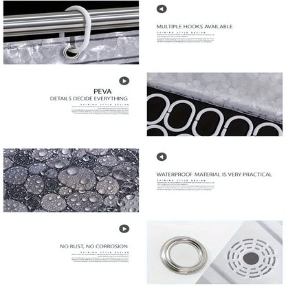 3D Pebble Pattern Shower Heavy-Duty Curtain Liner