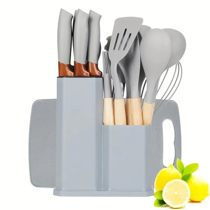 19-Piece Multi-Functional Kitchen Knife Set with Scissors & Cutting Board