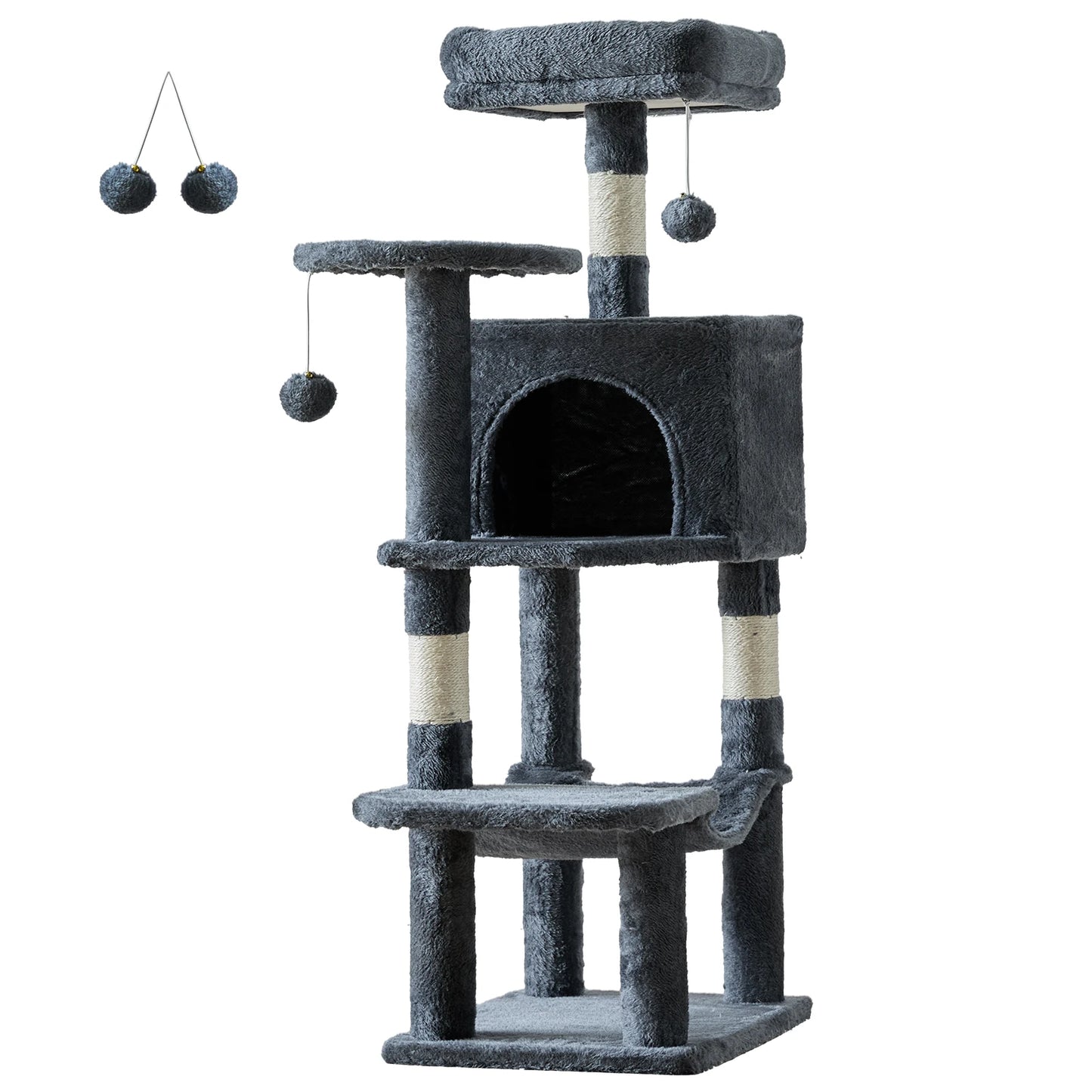 44in Tall Multi-Cat Climbing Tree with Scratching Posts