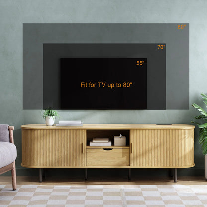 69" TV Stand w/ Power Outlet w/ Storage & Drawers