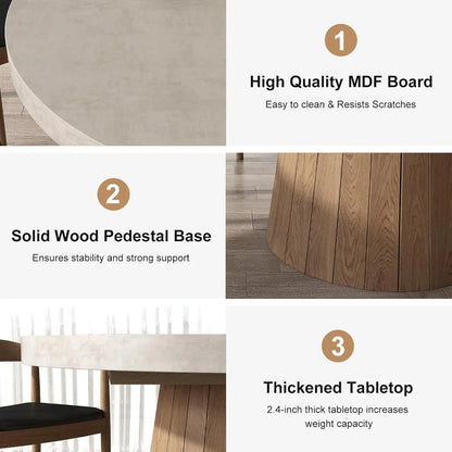 Round Extendable Dining Table with Pedestal Base