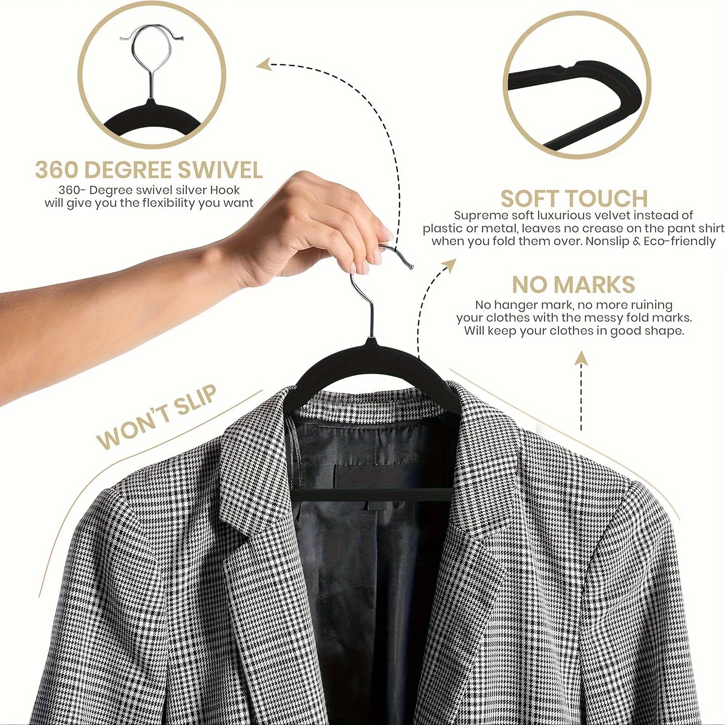 Velvet Hanger Set with Heavy-Duty Non-Slip Grip