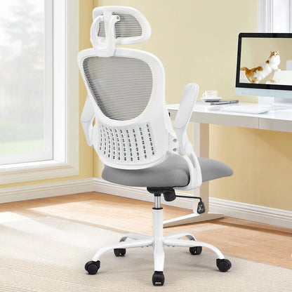 Mesh Ergonomic Desk Chair w/ Flip-up Arms & Adjustable Headrests