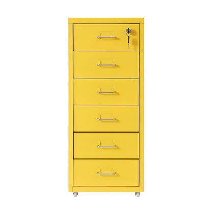 6-Drawer Lockable Rolling Metal File Cabinet