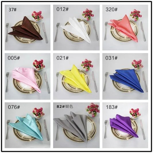 10pcs 35x35cm Square Satin Table Napkins Handkerchief