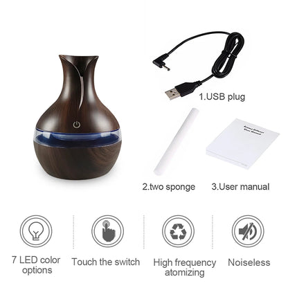 Air Humidifier with 7-Colors Mood LED Aromatherapy Diffuser