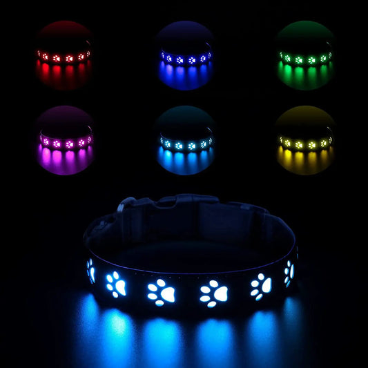 Rainproof Nylon Rechargeable LED Dog Collar