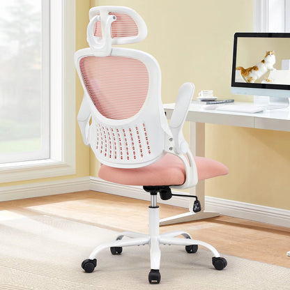 Mesh Ergonomic Desk Chair w/ Flip-up Arms & Adjustable Headrests