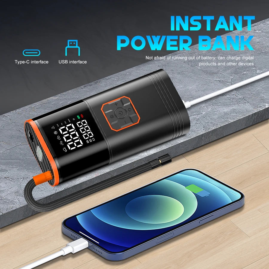 Digital Display Portable USB Rechargeable Air Compressor