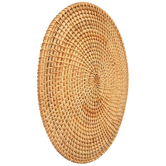 Handwoven Rattan Placemats,Round Wicker Table Mats, Natural Woven Placemats For Dinner Table,Heat Resistant Mats