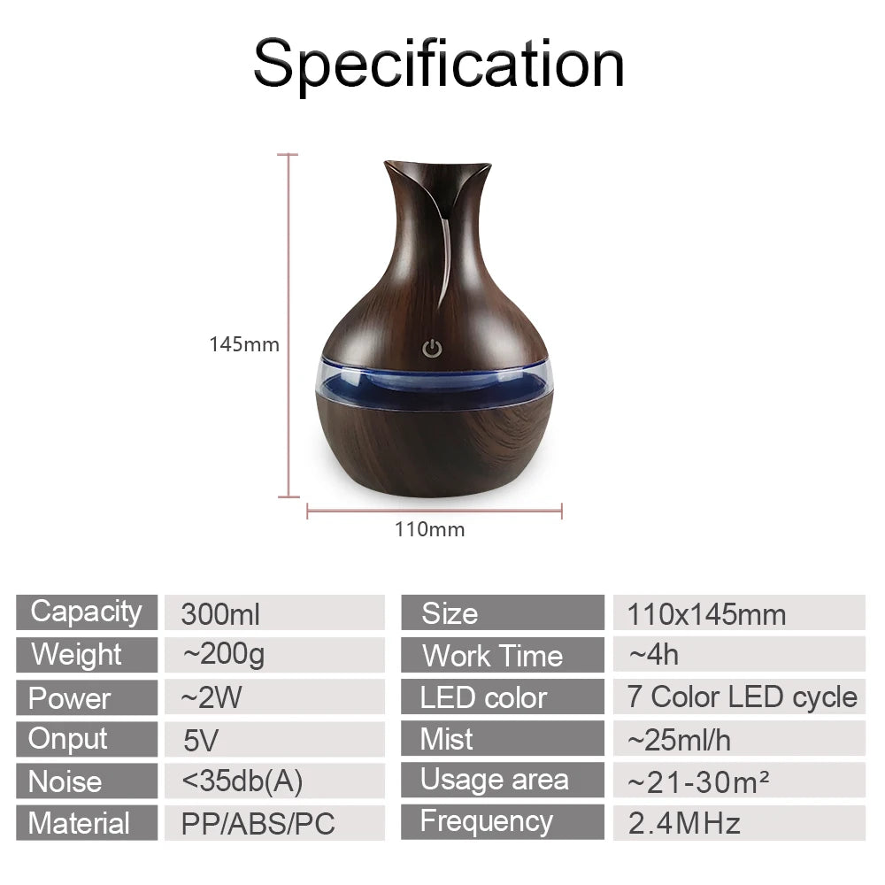 Air Humidifier with 7-Colors Mood LED Aromatherapy Diffuser