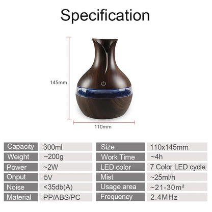 Air Humidifier with 7-Colors Mood LED Aromatherapy Diffuser