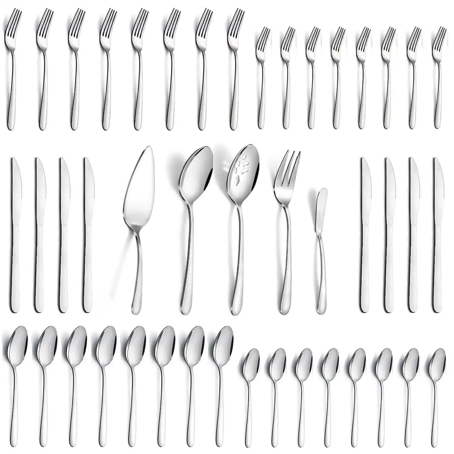 65 Pcs Silverware Set with Serving Set for 12