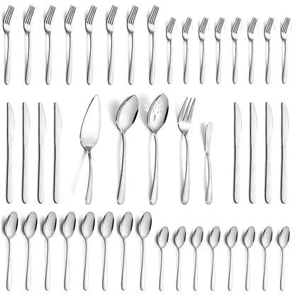 65 Pcs Silverware Set with Serving Set for 12