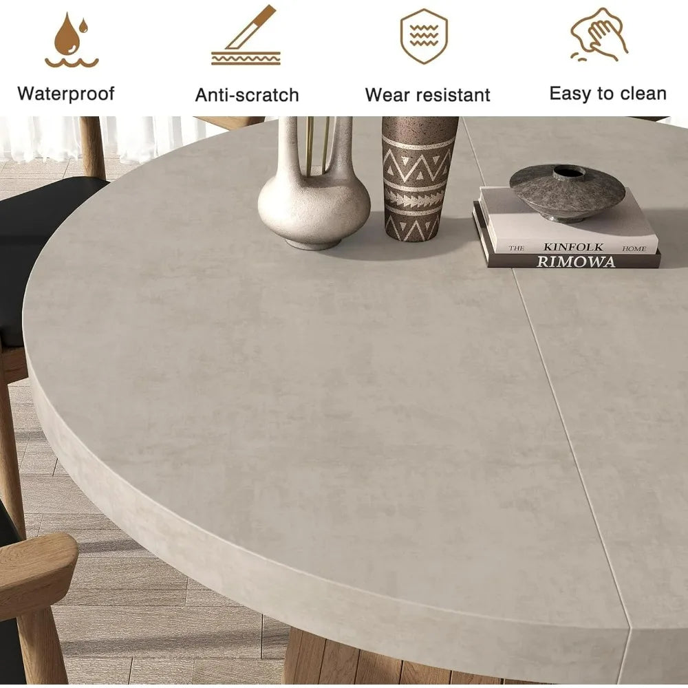 Round Extendable Dining Table with Pedestal Base