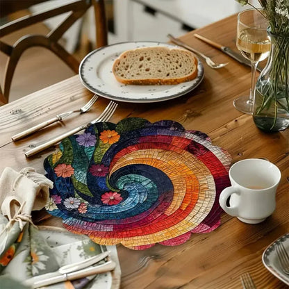 6Pcs Spiral Colorful Floral Fabric Placemats