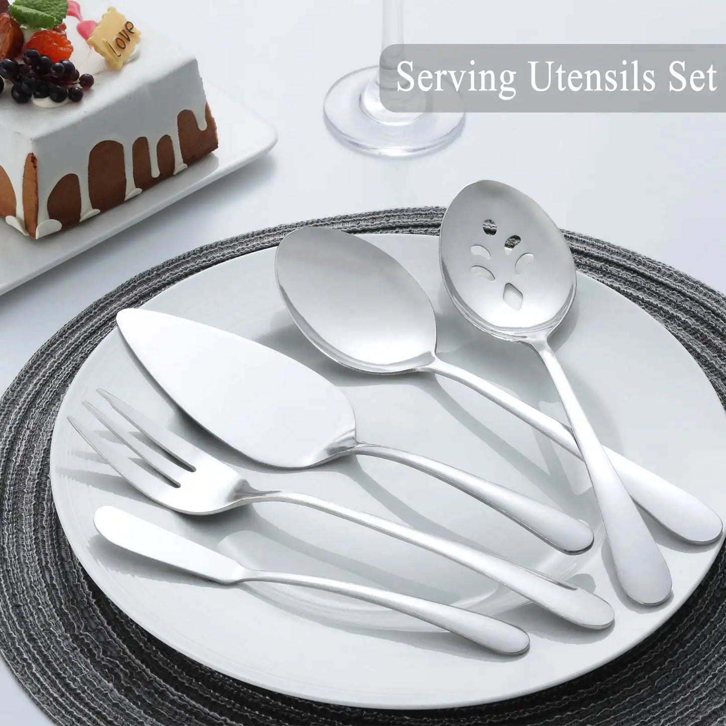 65 Pcs Silverware Set with Serving Set for 12