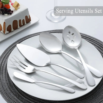 65 Pcs Silverware Set with Serving Set for 12