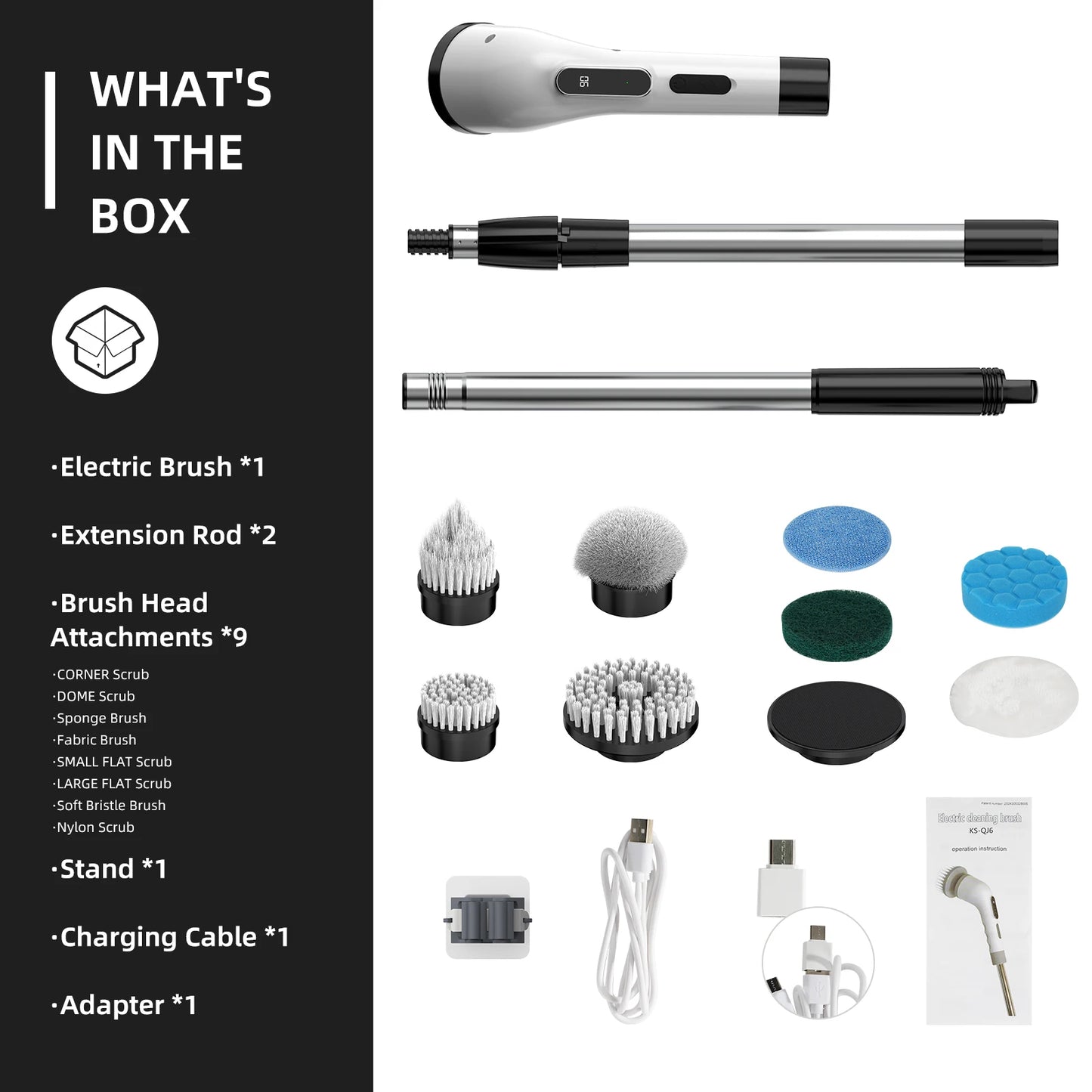 9-in-1 Multifunctional Cordless Electric Rotating Cleaning Brush