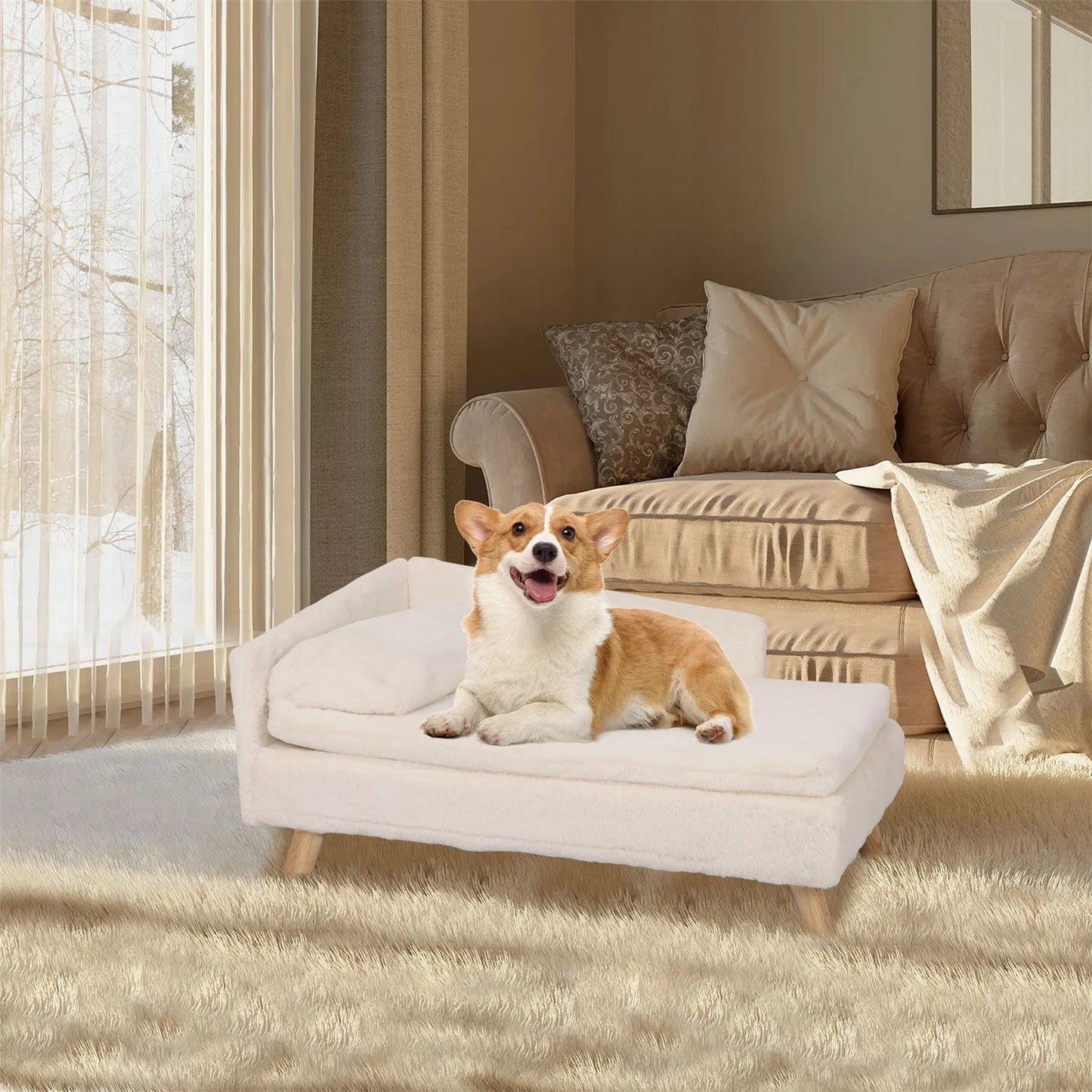 Elevated Nordic Pet Bed with Cozy Pad