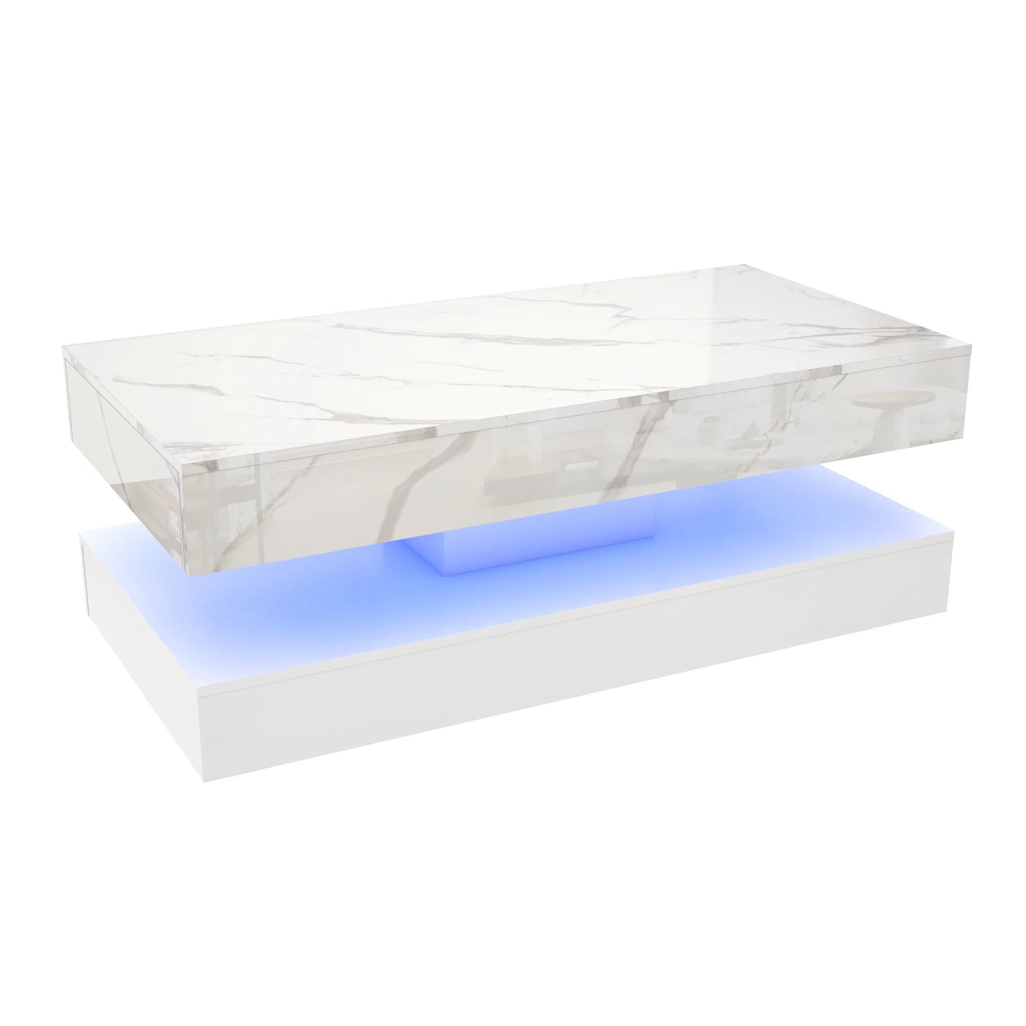 Modern Stylish Double-Layer Coffee Table with LED Lights & Storage
