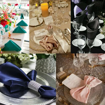 10pcs 35x35cm Square Satin Table Napkins Handkerchief