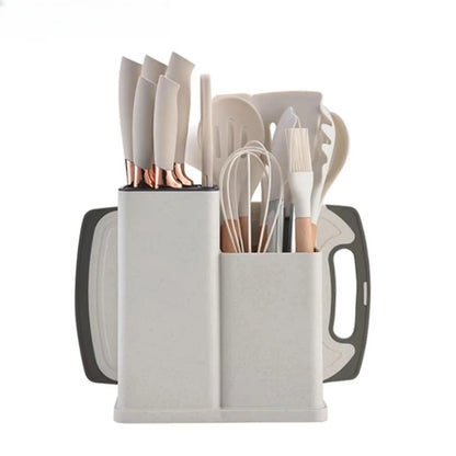19-Piece Multi-Functional Kitchen Knife Set with Scissors & Cutting Board