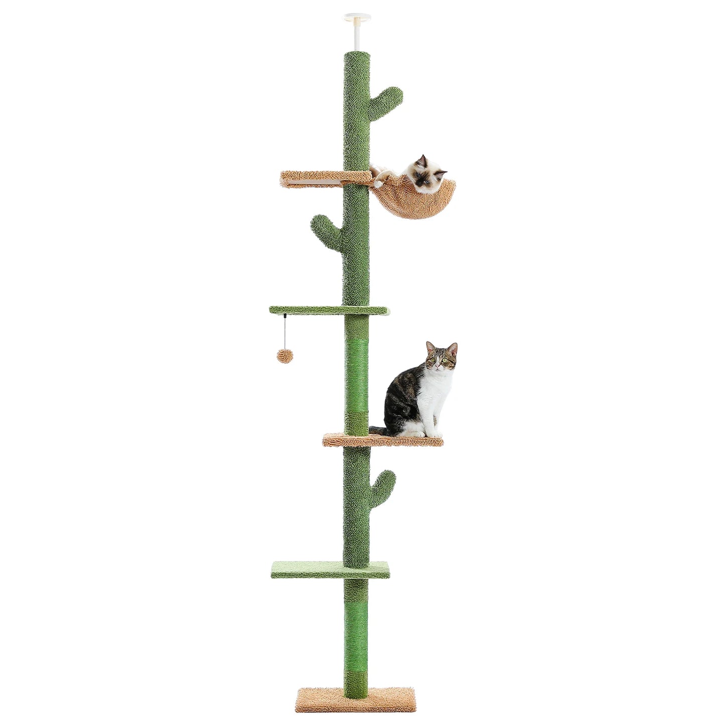 5-Tier Cactus Tall Climbing Tree with Scratching Post, Hammock & Dangling Ball