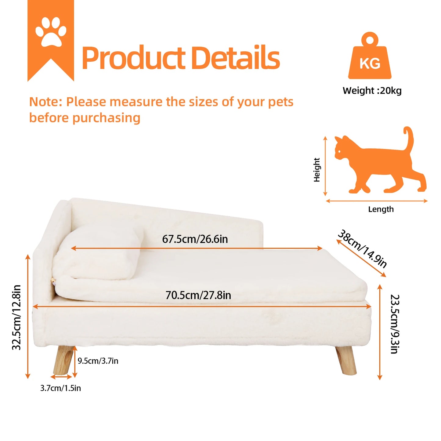 Elevated Nordic Pet Bed with Cozy Pad